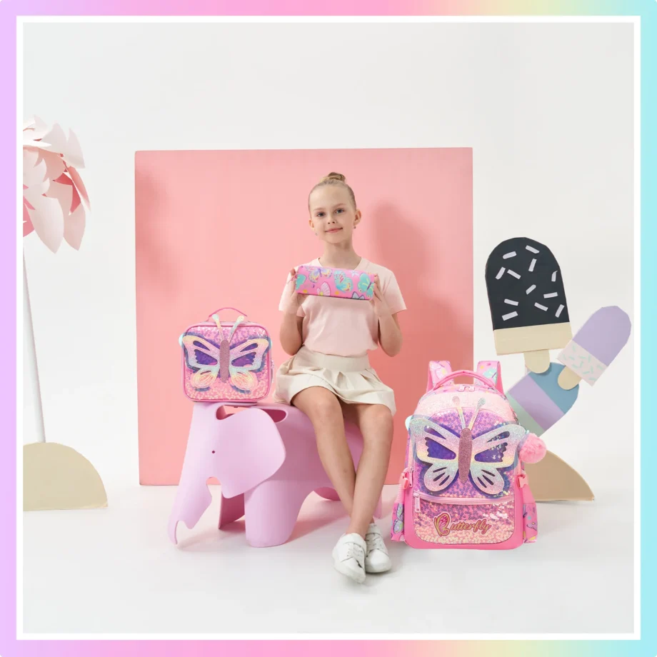 Fashionable and Cute new Children's Backpack with Large Capacity and Lightweight with Lunch bag Pencil case Suitable for School