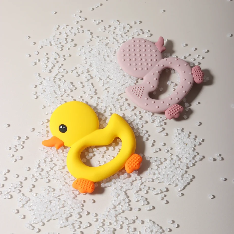 2025 Baby duck shape Teether cartoon swimming duck Silicone Teether Baby Toy Teething Accessories